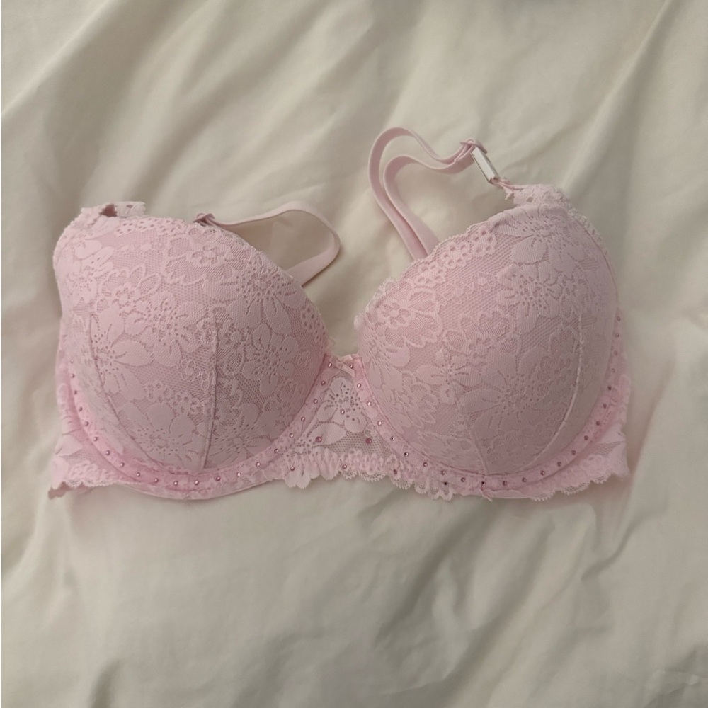 VS Lace Trim Pink Bra
